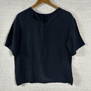 Vtg Casual Corner Women's Size Large  Black 100% Silk Top Lagenlook Capsule